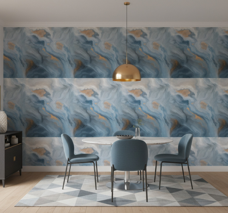 Carta da parati effetto marmo tonalità ambra-blu - TenStickers