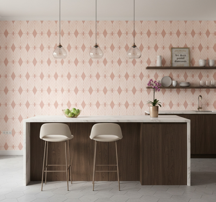Carta da parati effetto piastrelle diamanti pastello art deco - TenStickers