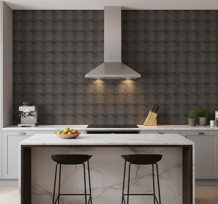 Carta da parati effetto piastrelle mattonelle nere in pietra - TenStickers