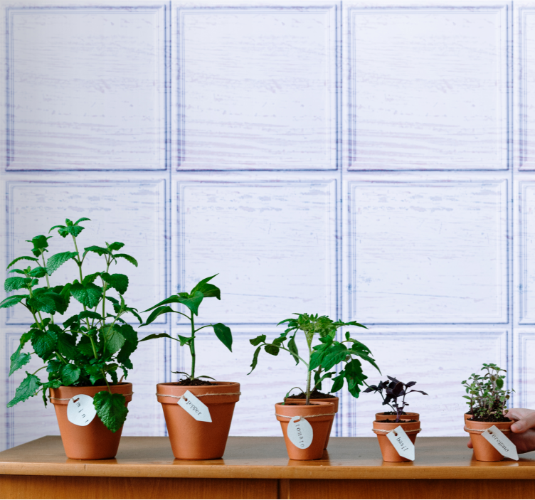 Carta da parati effetto piastrelle modello blu e bianco - TenStickers