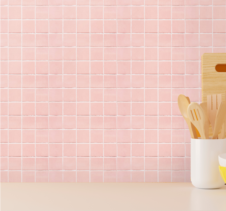 Carta da parati effetto piastrelle motivo a mosaico rosa - TenStickers