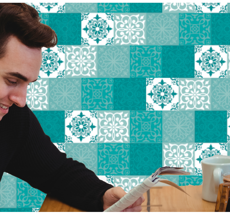 Carta da parati effetto piastrelle piastrelle ornamentali - TenStickers