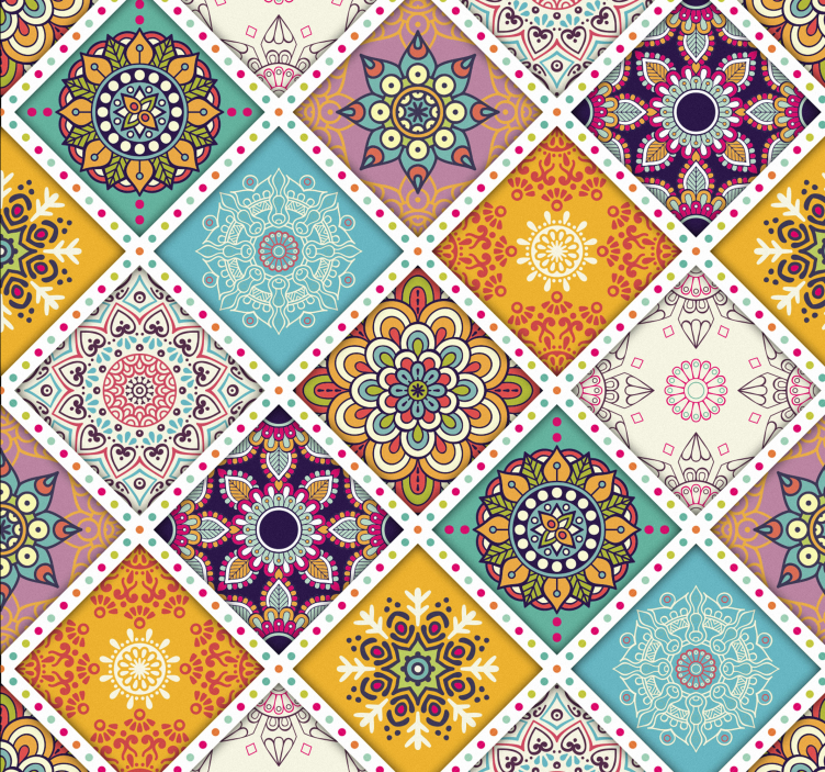 Carta da parati per piastrelle Piazze boho - TenStickers
