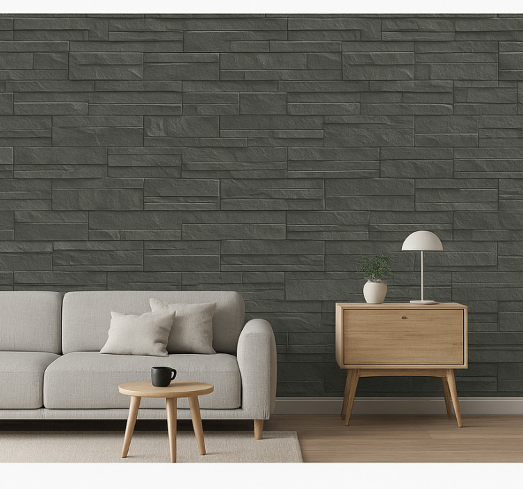 Carta da parati effetto pietra pietra lavica charcoal - TenStickers