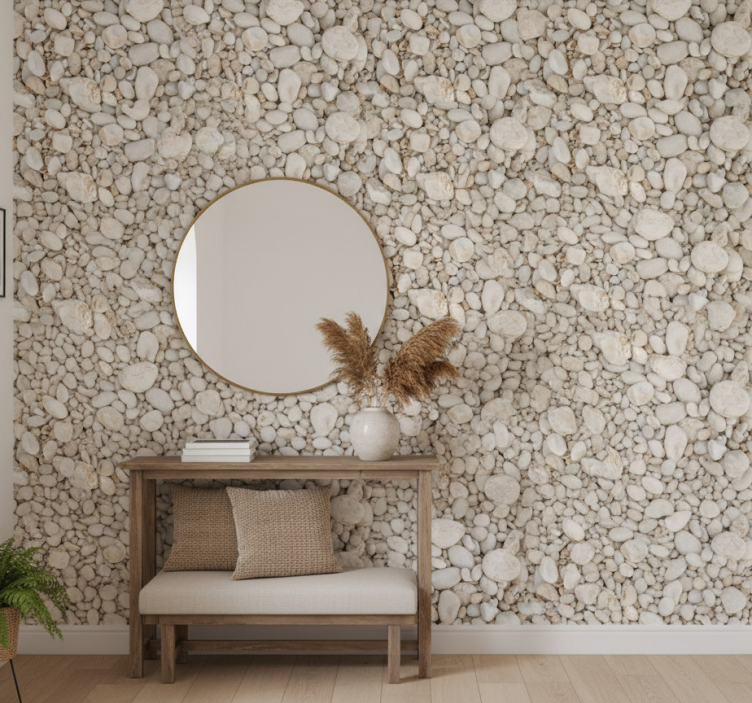 Carta da parati effetto pietra pietre bianche piccole - TenStickers