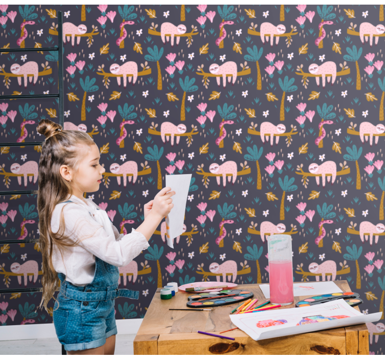 Carta da parati animali bradipi rosa - TenStickers