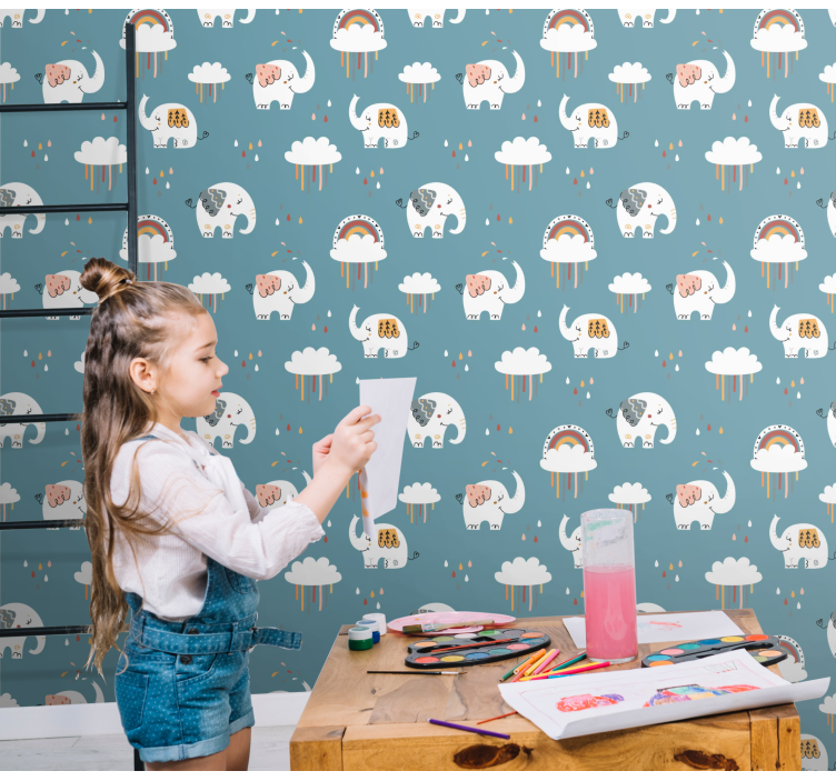 Carta da parati elefanti parata giocosa di elefanti - TenStickers