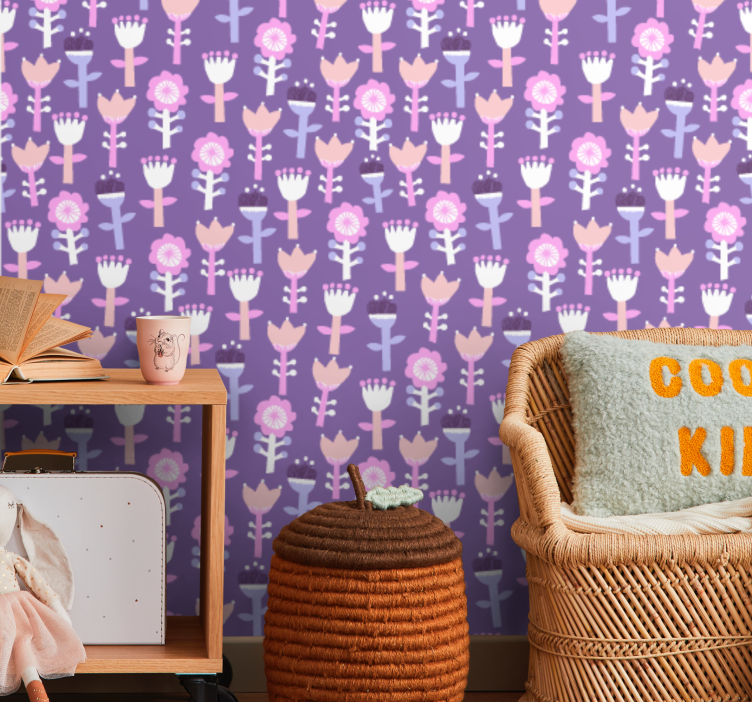 Carta da parati floreale motivo viola - TenStickers