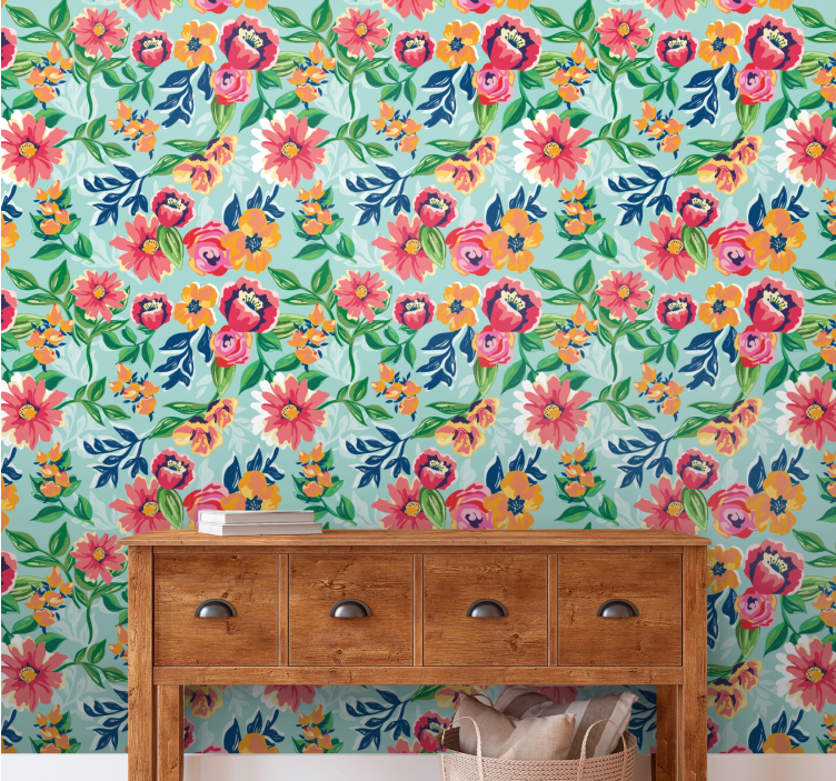 Carta da parati floreale design giardino fiorito - TenStickers