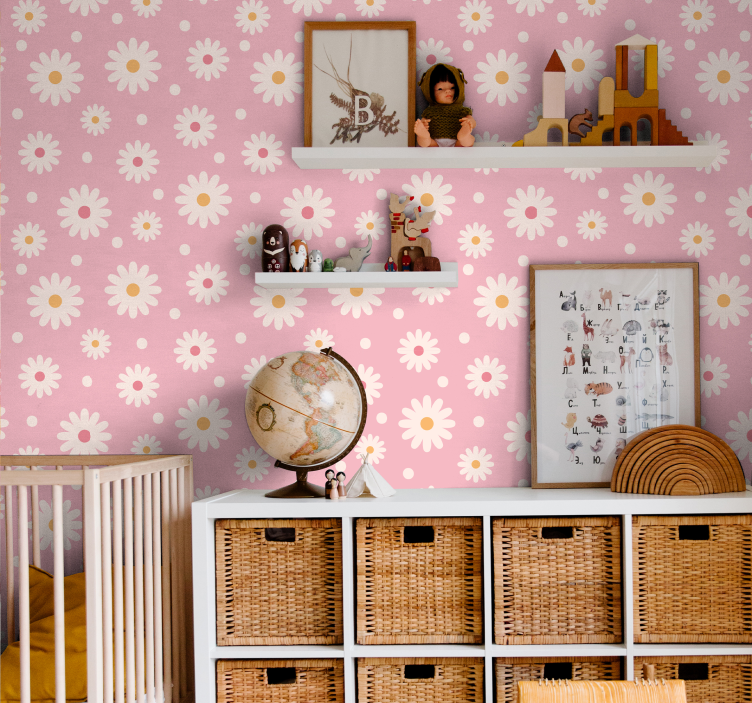 Carta da parati floreale disegno del modello margherita - TenStickers