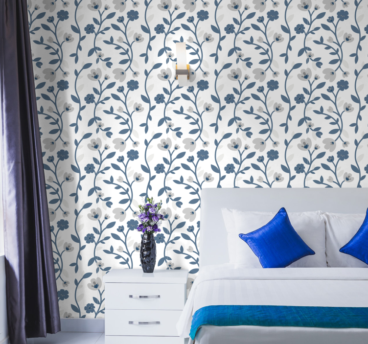 Carta da parati floreale disegno di fioritura ramificata - TenStickers