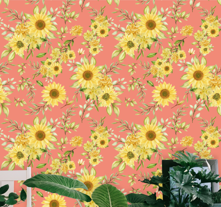 Carta da parati floreale fiori di girasole - TenStickers