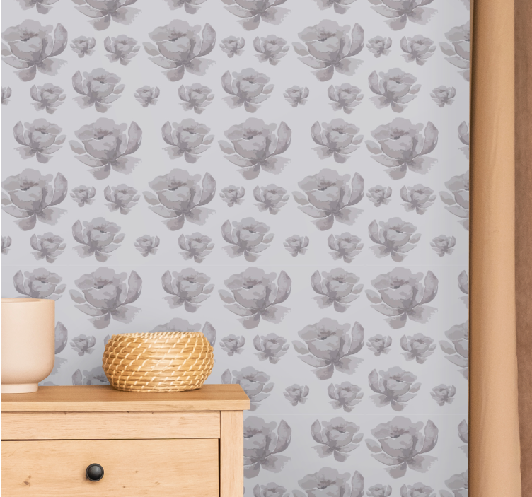 Carta da parati floreale fiori monocromatici - TenStickers