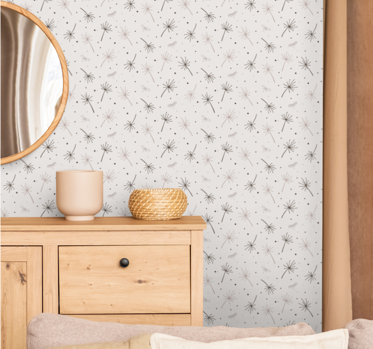 Carta da parati floreale ispirazione dente di leone grigio - TenStickers