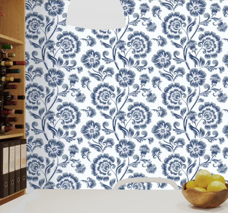 Carta da parati floreale modello grigio navy - TenStickers