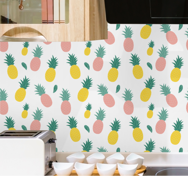 carta da parati cucina motivo ananas tropicale - TenStickers