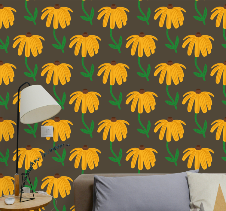 Carta da parati floreale motivo floreale con emblema - TenStickers