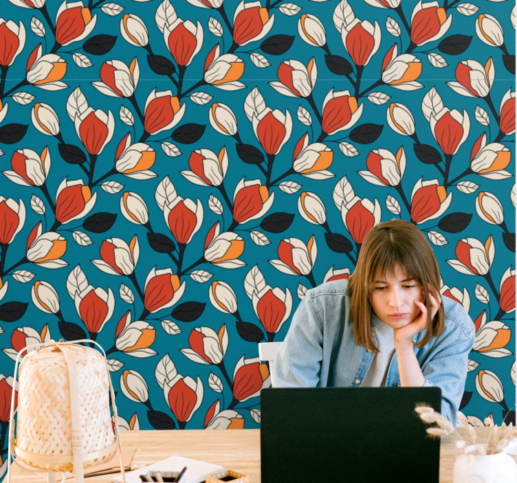 Carta da parati floreale sfondo con motivi floreali - TenStickers