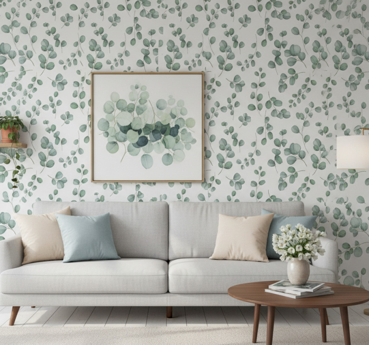 Carta da parati foglie motivo elegante senza interruzioni - TenStickers