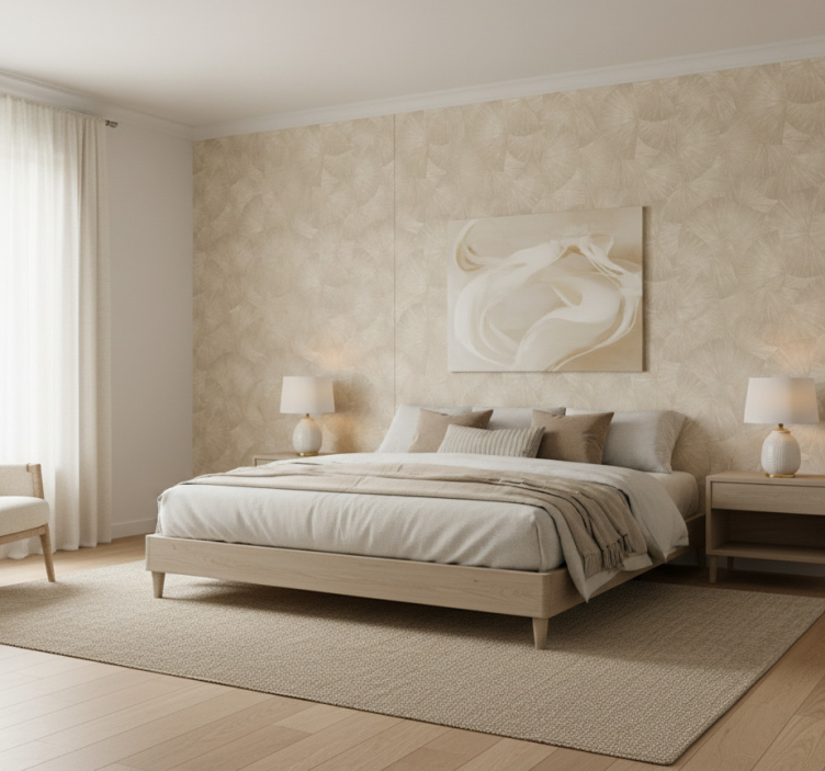 Carta da parati foglie ventilatore astratto chic sabbia - TenStickers