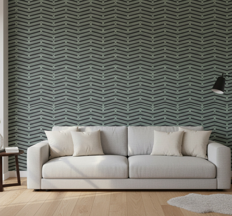 Carta da parati geometrica a righe a zigzag - TenStickers
