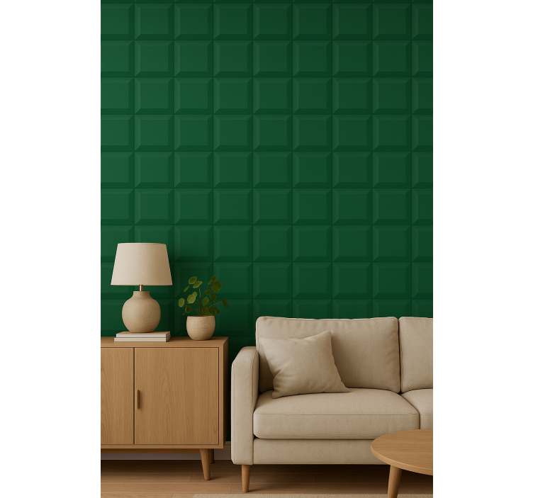 Carta da parati geometrica quadrati verdi 3d - TenStickers