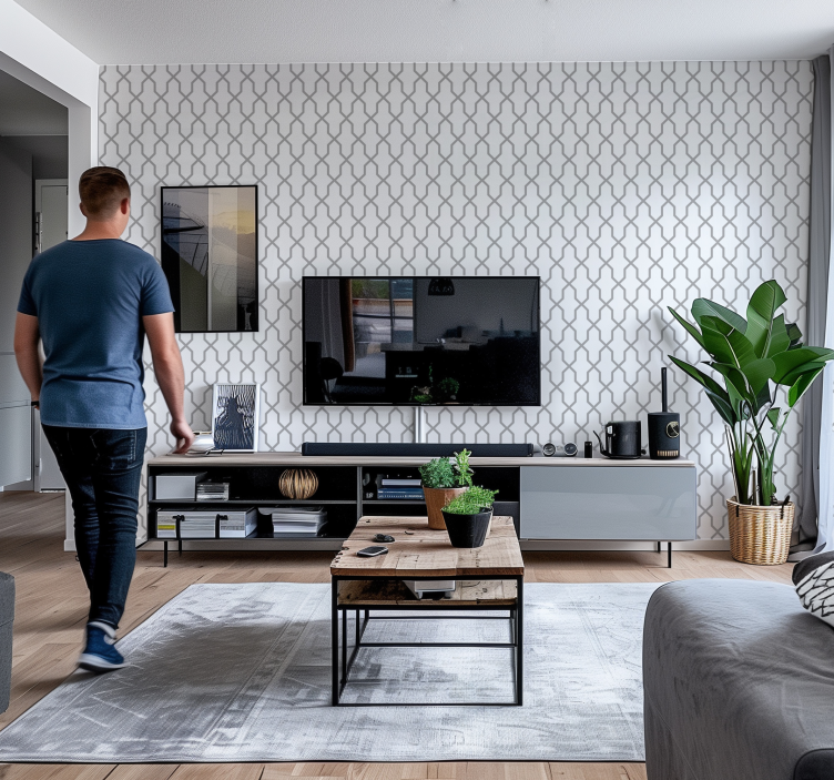 Carta da parati geometrica armonia grigia - TenStickers