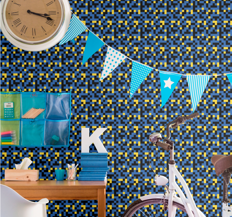 Carta da parati geometrica blocchi di colore pixelati - TenStickers