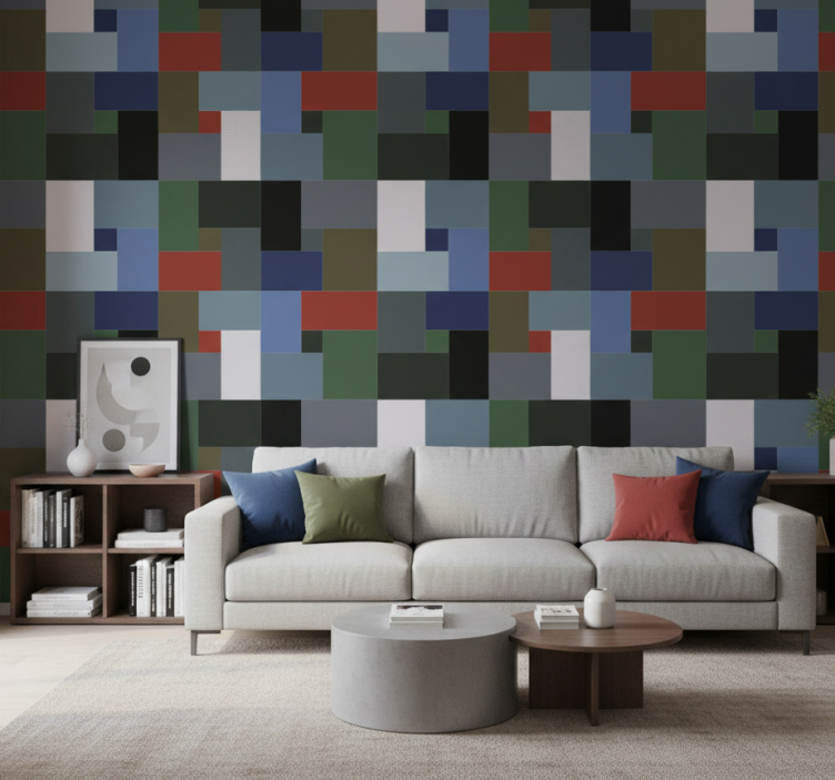 Carta da parati geometrica blocchi geometrici - TenStickers