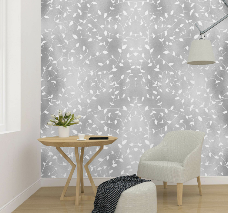 Carta da parati foglie rami bianchi - TenStickers