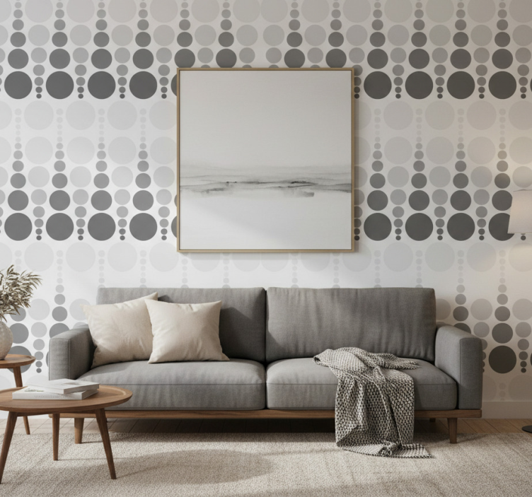 Carta da parati geometrica cerchi colorati grigi - TenStickers