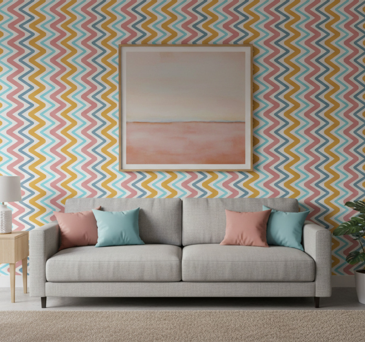 Carta da parati geometrica concetto zigzag vivace - TenStickers