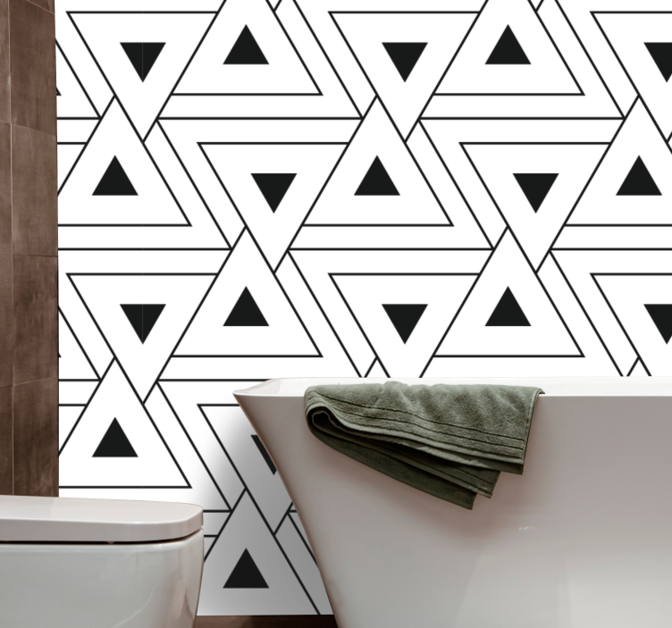 Carta da parati bagno contorno triangolare bianco e nero - TenStickers
