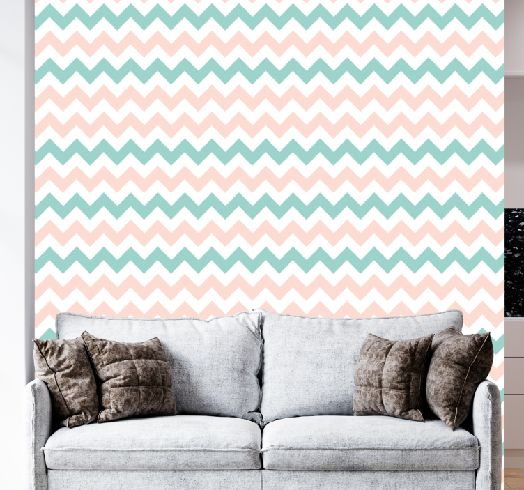 Carta da parati geometrica decorazioni con motivo chevron - TenStickers