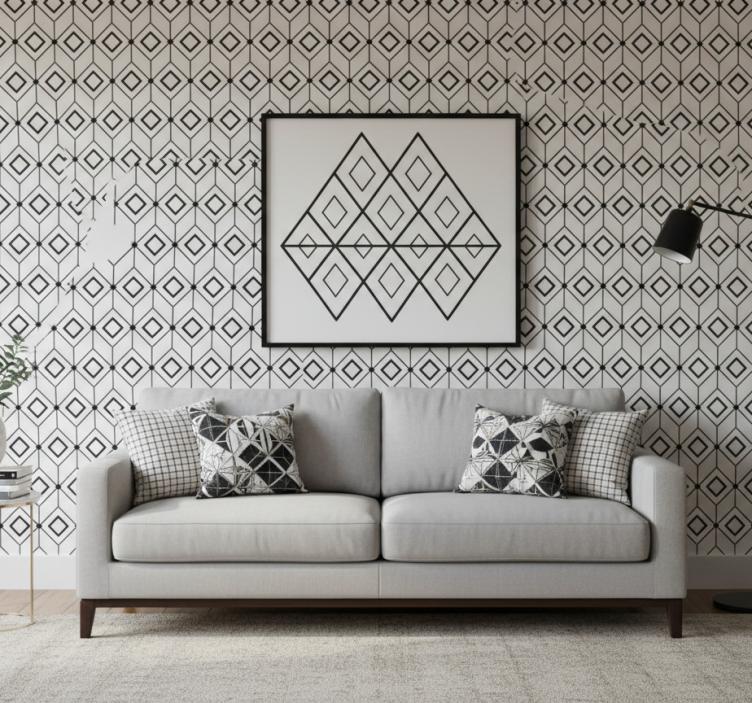 Carta da parati geometrica elementi a diamante moderni - TenStickers