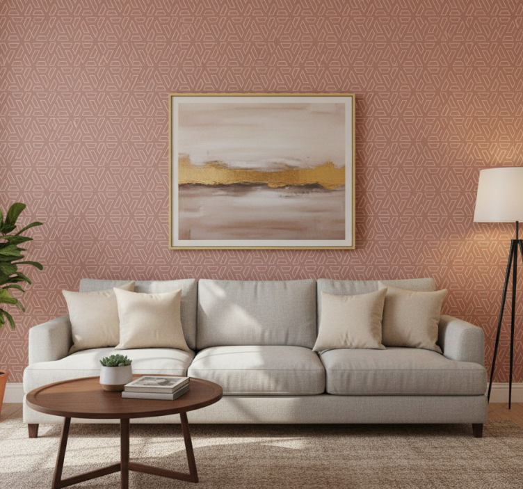 Carta da parati geometrica elemento marrone elegante - TenStickers