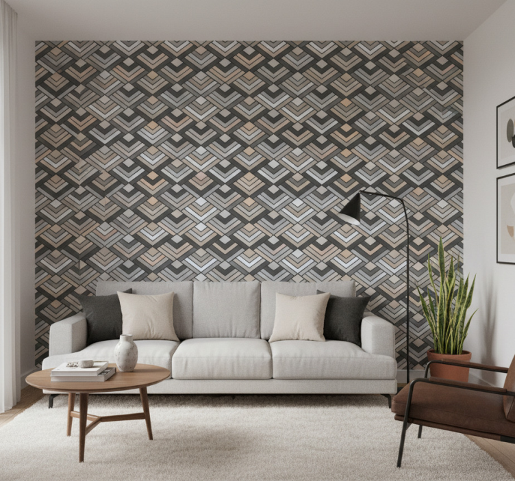 Carta da parati geometrica forme a zigzag sovrapposte - TenStickers