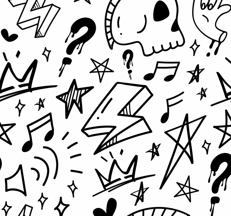 Carta da parati camera ragazzi forme grafiche stilizzate - TenStickers