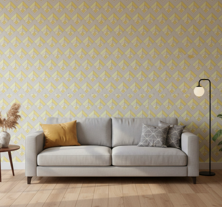 Carta da parati geometrica gialla e grigia - TenStickers