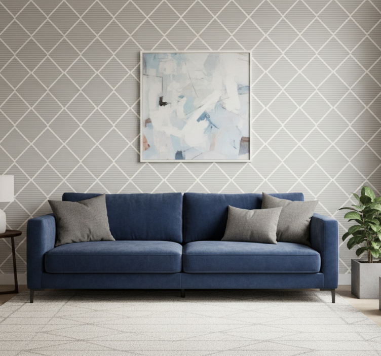 Carta da parati geometrica grigia a motivi diamante - TenStickers