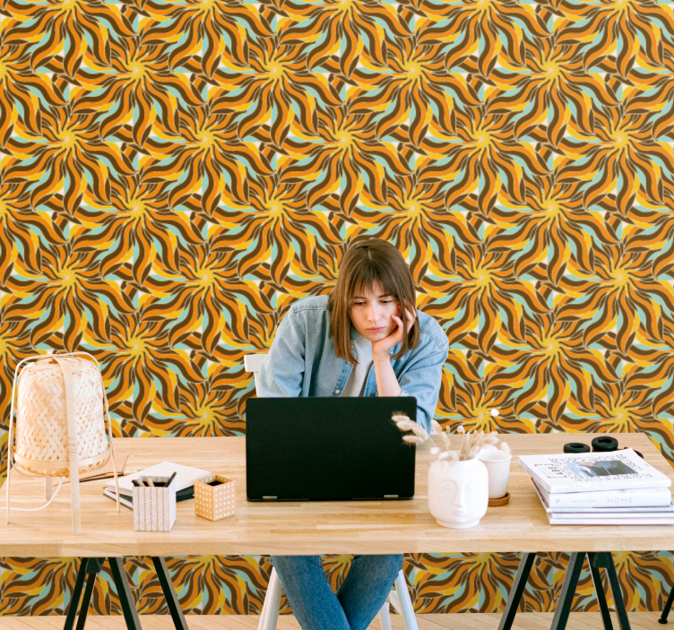 Carta da parati geometrica intricati motivi a spirale - TenStickers