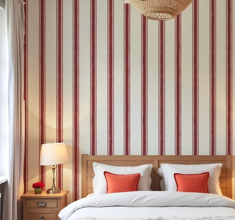 Carta da parati geometrica linee verticali rosse - TenStickers