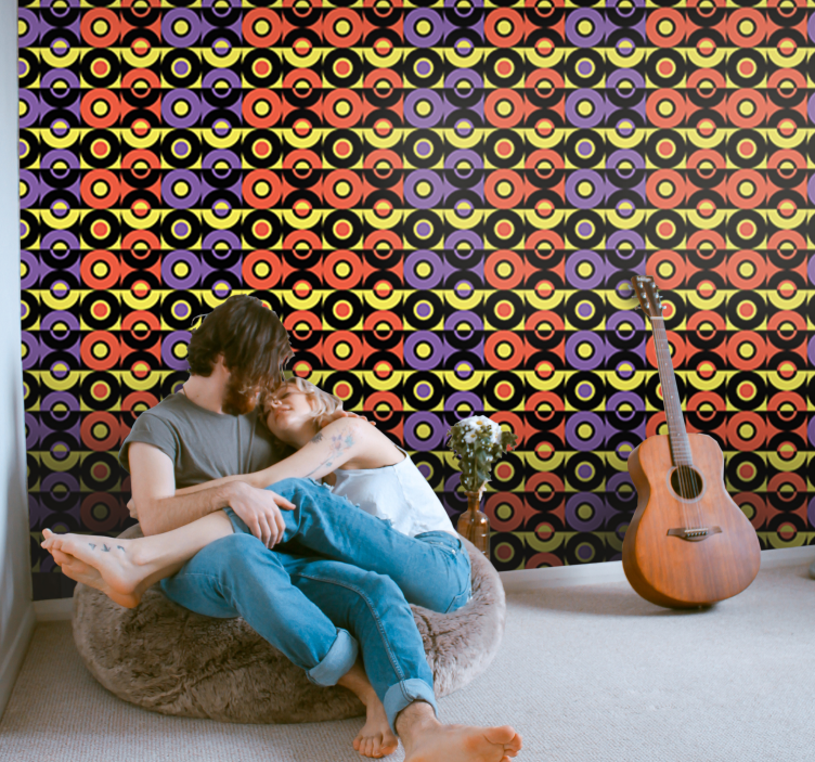 Carta da parati vintage texture modello di cerchi retrò - TenStickers