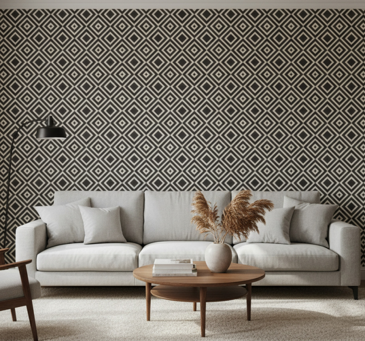 Carta da parati geometrica motivo a diamante - TenStickers