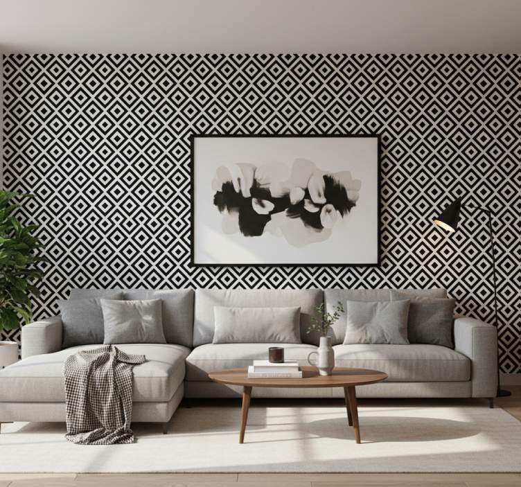 Carta da parati geometrica motivo audace bianco e nero - TenStickers