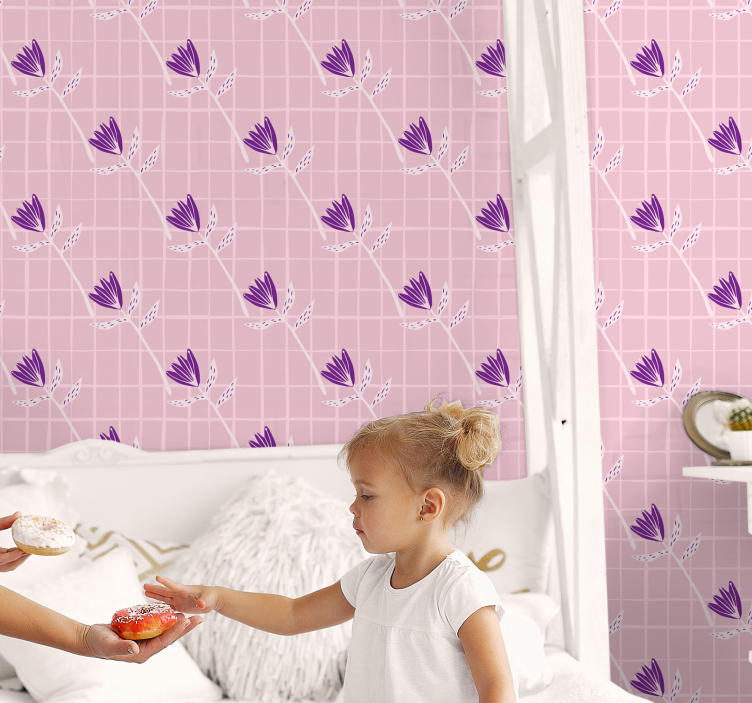 Carta da parati geometrica motivo floreale geometrico - TenStickers