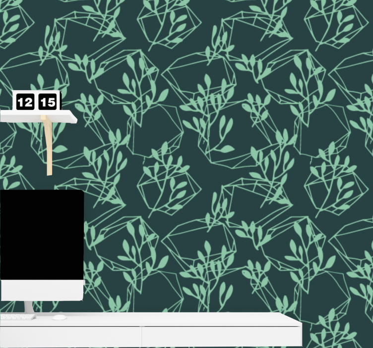 Carta da parati geometrica motivo geometrico del fogliame - TenStickers