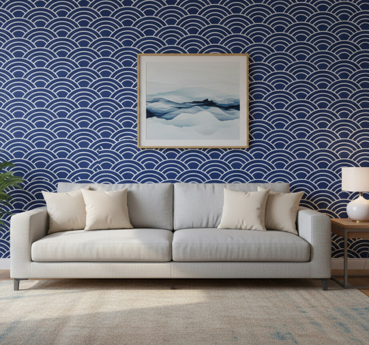 Carta da parati geometrica motivo linee ondulate - TenStickers