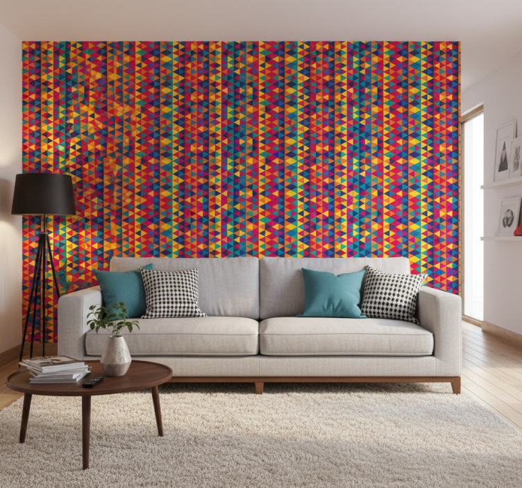 Carta da parati geometrica motivo triangoli colorati - TenStickers