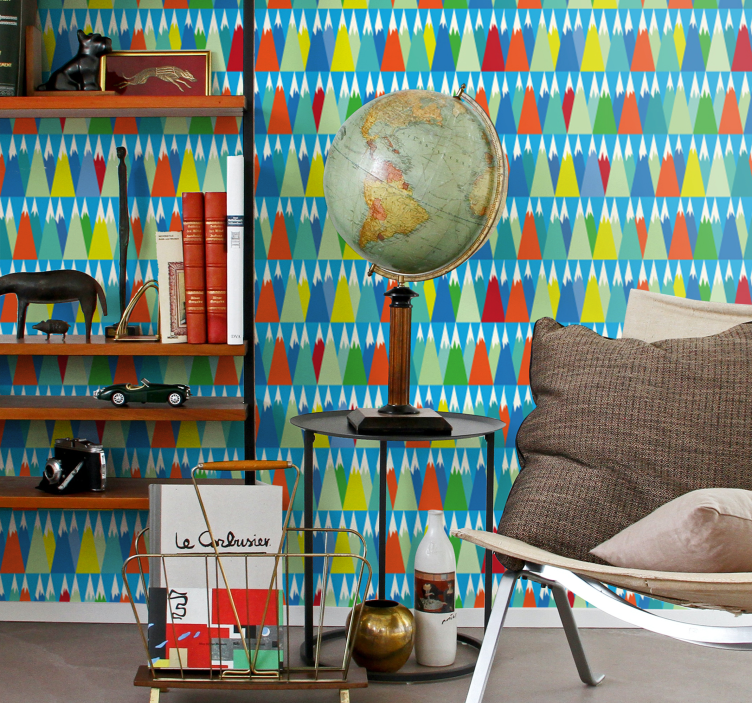 Carta da parati geometrica paesaggio montano geometrico - TenStickers